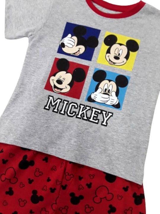 Disney Kids' Pajamas Summer Grey Red Mickey