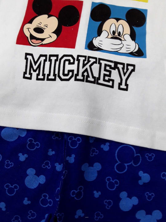 Disney Kids' Pajamas Summer White Blue Mickey