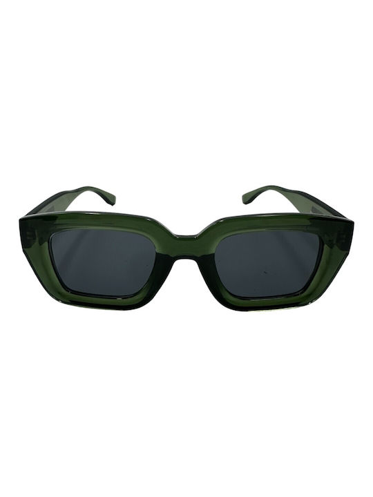 V-store Women's Sunglasses with Green Plastic Frame and Gray Lens 608DARKGREEN