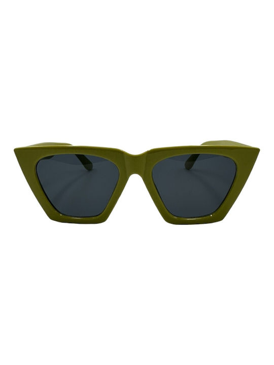 V-store Women's Sunglasses with Green Plastic Frame and Gray Lens 3574KHAKI