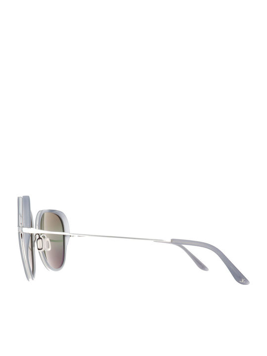 Women's Sunglasses with Silver Frame and Green Mirror Lens
