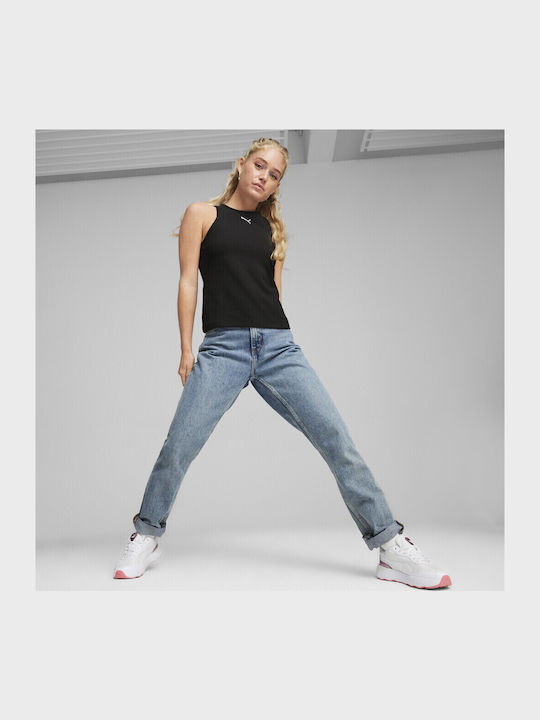 Damen Sport Bluse Ärmellos Schwarz