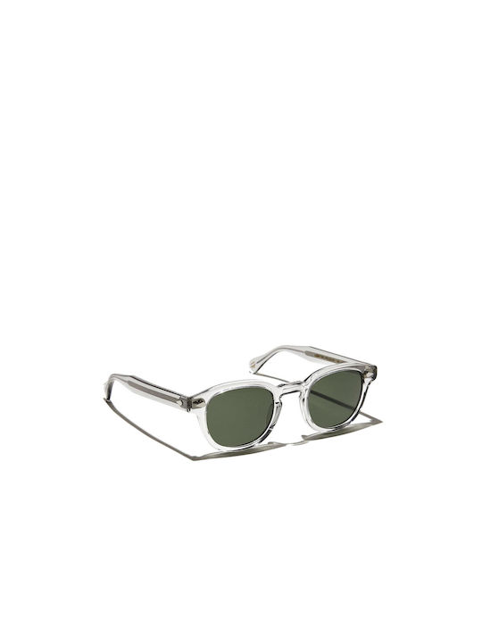 Moscot Lemtosh Sunglasses with Transparent Plastic Frame and Green Lens LEMTOSH LIGHT GREY