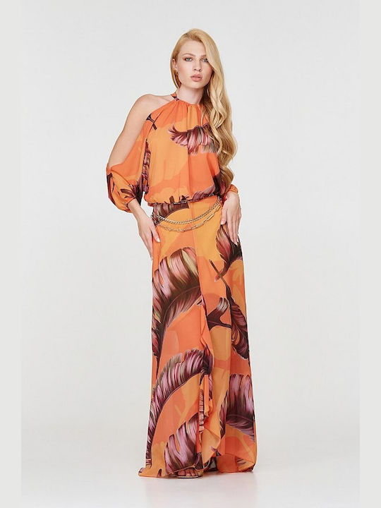 Lynne Set with Maxi Skirt in Orange color