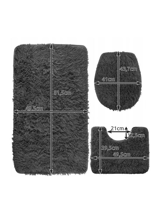 Non-Slip Bath Mats Set ZY12203QWS61 Anthracite Grey 3pcs
