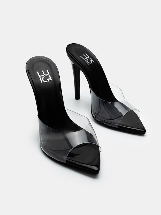 Luigi Heel Mules Black