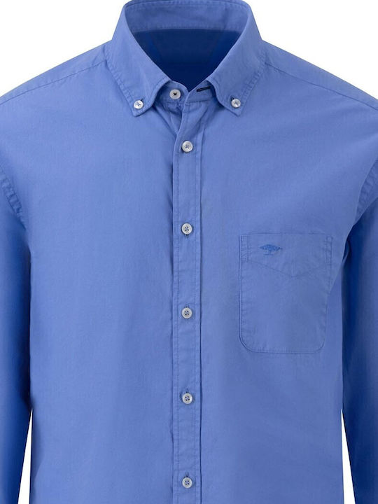 Langärmlig Baumwolle Hemd Crystal Blue