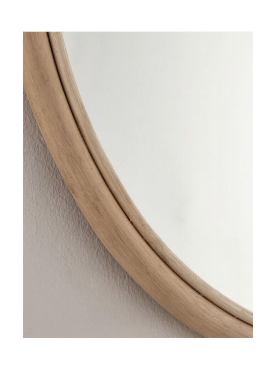 Bizzotto Mozambico Wall Mirror with Beige Rattan Frame Diameter 56cm 1pcs