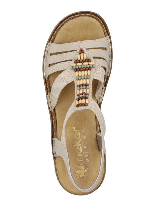 Women's Flat Sandals in Beige Color