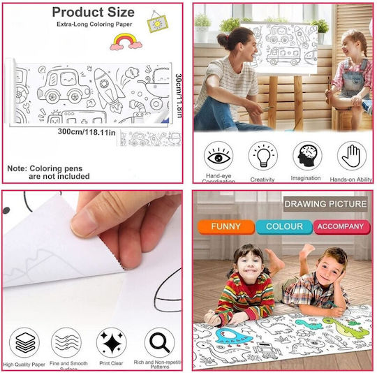 Set creativ pentru copii, rola de hârtie autoadezivă, set de design cu mașini, 36 de creioane parfumate cu gel și sclipici