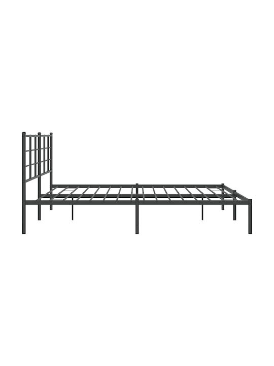 King Size Metal Bed Black with Slats for Mattress 193x203cm