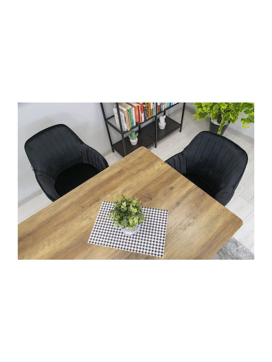 Kitchen Velvet Chair Negru 57.5x56.5x86.5cm