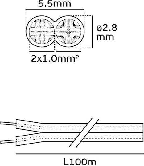 VK Lighting Speaker Cable Unterminated 1m (44144-003135)