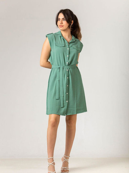 Simple Fashion Σεμιζιέ Φόρεμα Πράσινο