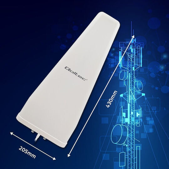 Qoltec 57043 Външен Телевизионна антена (не изисква захранване) Бяла