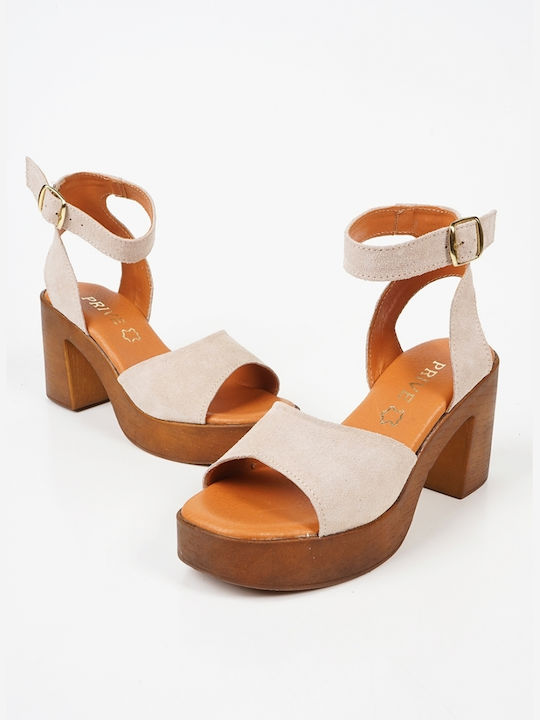 Piazza Shoes Leather Women's Sandals Beige