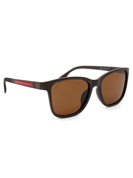 V-store Sunglasses with Black Plastic Frame and Brown Polarized Lens POLP001BROWN