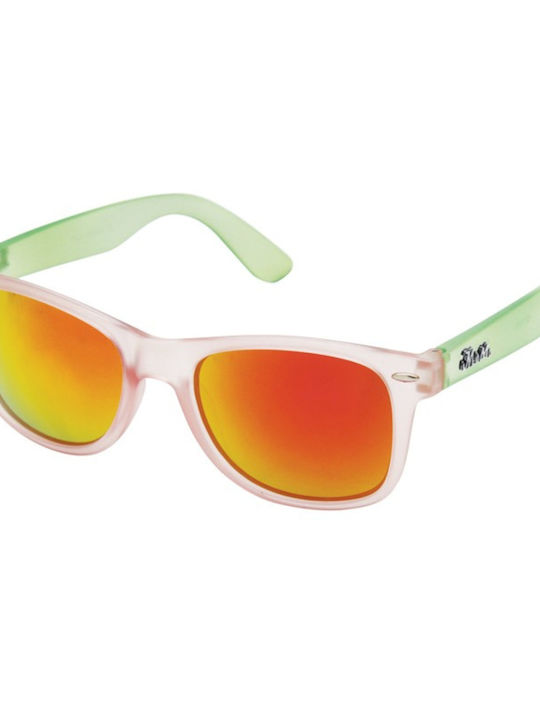 V-store Sunglasses with Transparent Plastic Frame and Orange Mirror Lens 01 02 7038