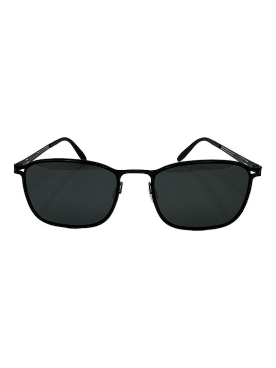 V-store Men's Sunglasses with Black Metal Frame and Black Polarized Mirror Lens POL025BLACK