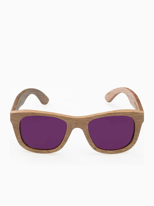 V-store Unisex Sunglasses with Beige Plastic Frame and Purple Polarized Lens WD028