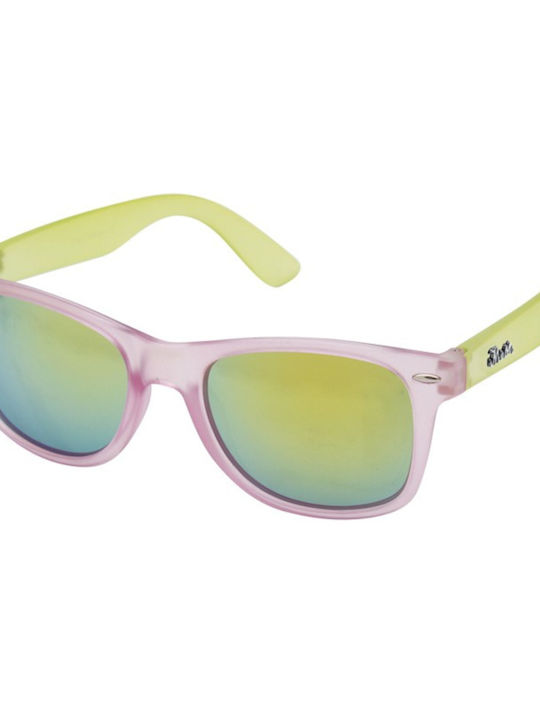 V-store Sunglasses with Pink Plastic Frame and Green Mirror Lens 01 10 7038