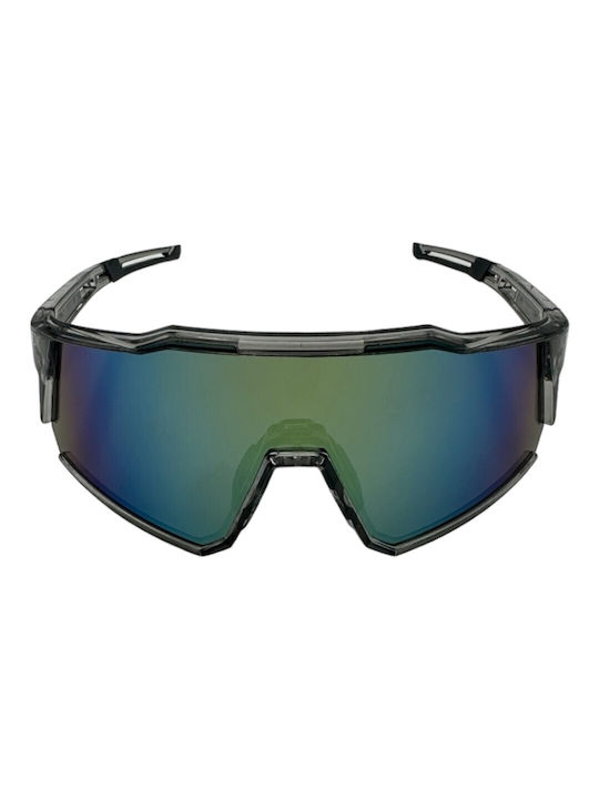 V-store Sunglasses with Gray Plastic Frame and Blue Mirror Lens 7400-1-04