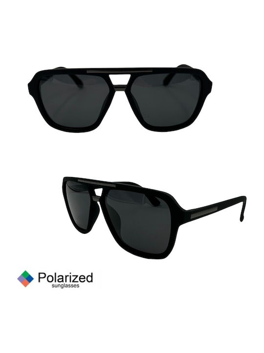 V-store Unisex Γυαλιά Ηλίου με Μαύρο Κοκκάλινο Σκελετό και Μαύρο Polarized Καθρέφτη Φακό POL872MATTEBLACK