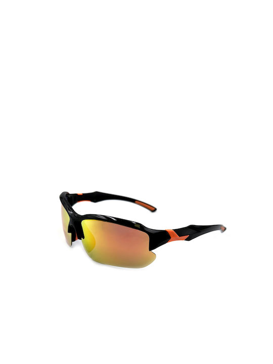 V-store Sunglasses with Black Plastic Frame and Orange Polarized Mirror Lens POL9301