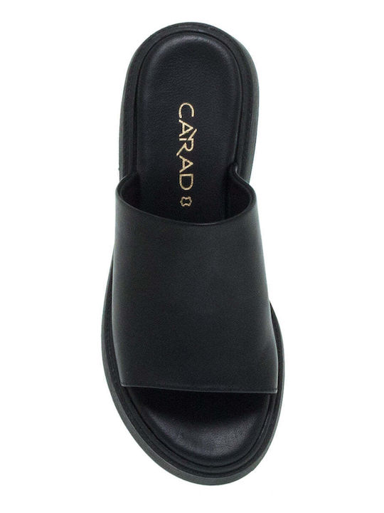 Carad Shoes Leather Women's Flat Sandals in Black Color