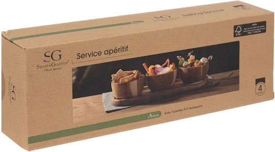 Secret de Gourmet Ξύλινη Ορντεβιέρα Καφέ Ø30cm 4τμχ