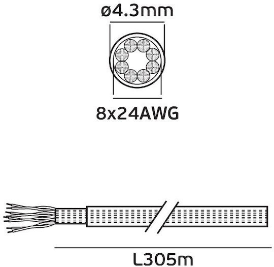 Rundes Telefonkabel 2x4 X24awg Grau