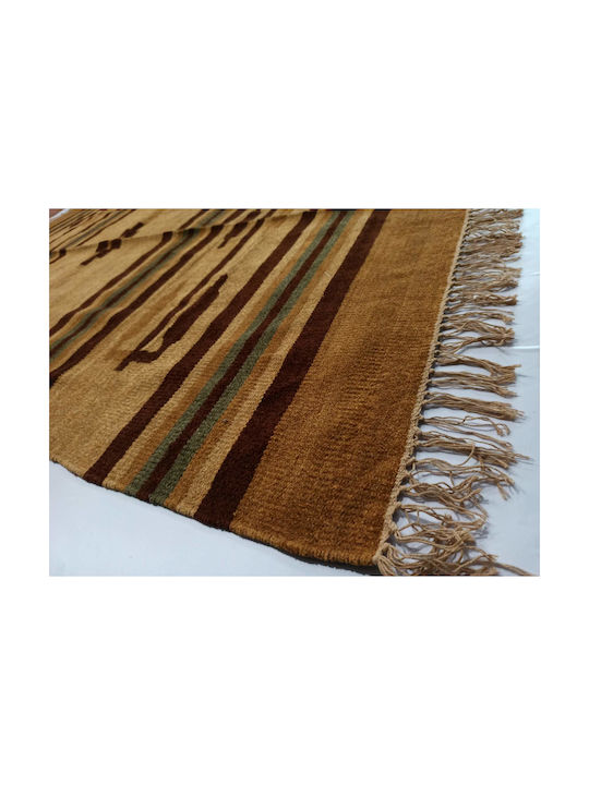 Handmade Rug Rectangular Cotton Coffee