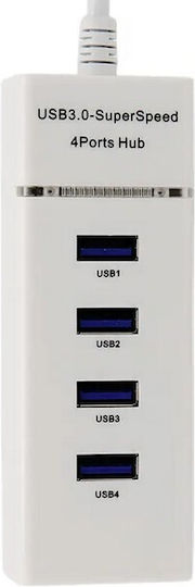 Hub 4 Θυρών USB 3.0 με σύνδεση USB-A Λευκό