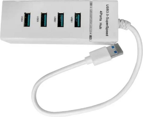 Hub 4 Θυρών USB 3.0 με σύνδεση USB-A Λευκό