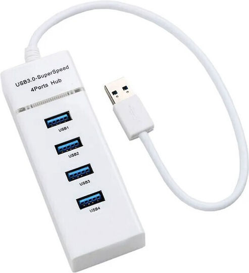 Hub 4 Θυρών USB 3.0 με σύνδεση USB-A Λευκό