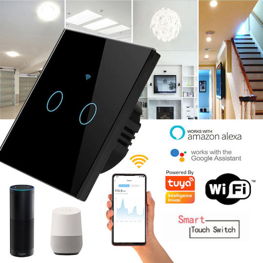 Încastrat Comutator de Perete Wi-Fi Negru