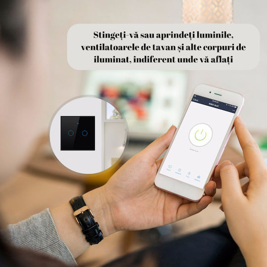 Încastrat Comutator de Perete Wi-Fi Negru