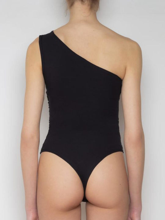 The C Edition One Shoulder Bodysuit Black