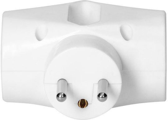 Orno T-Shaped Wall Plug 2 Sockets with USB-A France (Type E)