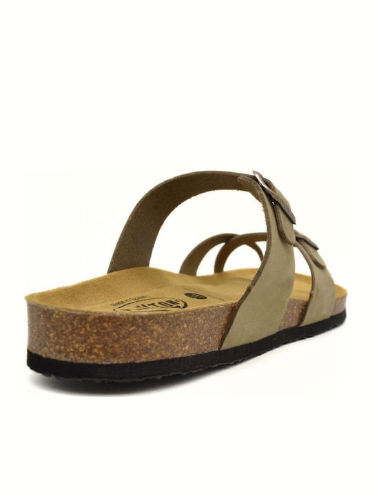 Δερμάτινα Ανδρικά Σανδάλια Nobuck Kaki