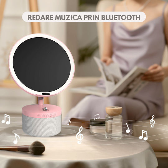 Cosmetic Mirror Led Lighting Makeup Bluetooth Speaker 15w Wireless Phone Charger 7 Rgb Colors 3 Adjustable Temperature Levels Adjustable Intensity Sensor Magnifying Glass