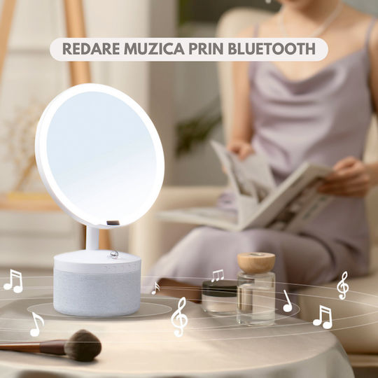 Kosmetikspiegel LED-Beleuchtung Make-up Bluetooth-Lautsprecher 15W kabelloses Ladegerät für das Telefon 7 RGB-Farben 3 einstellbare Temperaturstufen Einstellbarer Intensitätssensor Vergrößerungsglas