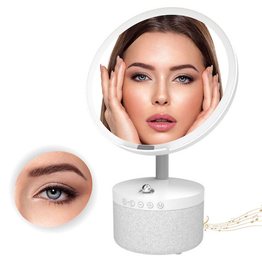 Kosmetikspiegel LED-Beleuchtung Make-up Bluetooth-Lautsprecher 15W kabelloses Ladegerät für das Telefon 7 RGB-Farben 3 einstellbare Temperaturstufen Einstellbarer Intensitätssensor Vergrößerungsglas