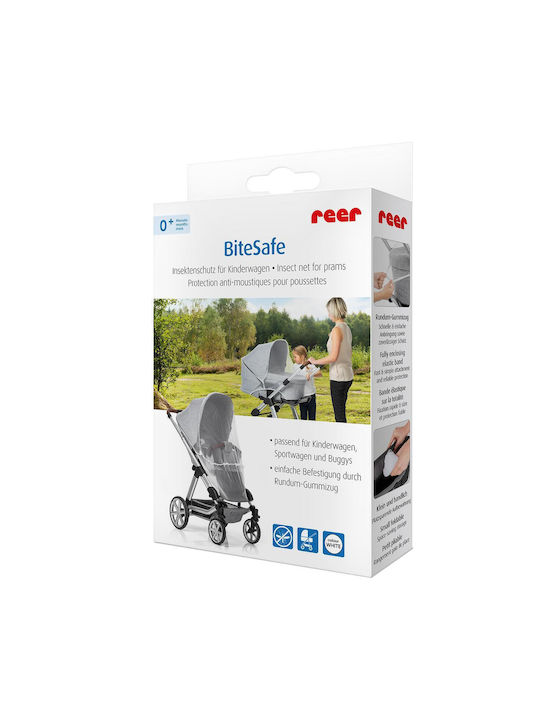 Reer Mosquito Net for Stroller Bitesafe Made of Tulle with Elastic Band White