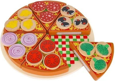 Wooden Game Children Zola Pizza Pattern Easy To Slice 27 Pieces