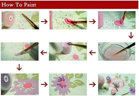 Number Painting Set for Children and Adults Watercolors Zola Canvas 40×50 Cm Kitten in a Flowerpot