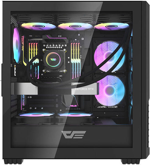 Darkflash DF2100 ARGB Gaming Midi-Turm Computergehäuse mit Seitenfenster Schwarz