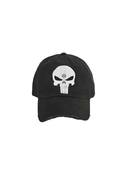 SKULL Schwarze Kappe mit weißem Logo 26044 (H&S)