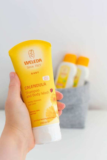 Weleda Care Set & Diaper Change Cream, 75+10ml, Shampoo & Shower Gel, 200+20ml & Sponge with Teddy Bear design