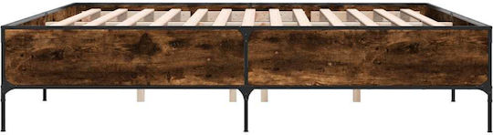 King Size Bett aus Holz Braune mit Lattenrost für Matratze 200x200cm